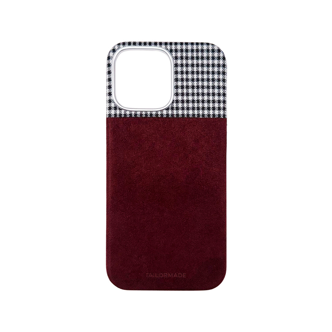 Houndstooth Fabric iPhone 16 Cases - Burgundy (Edition II)
