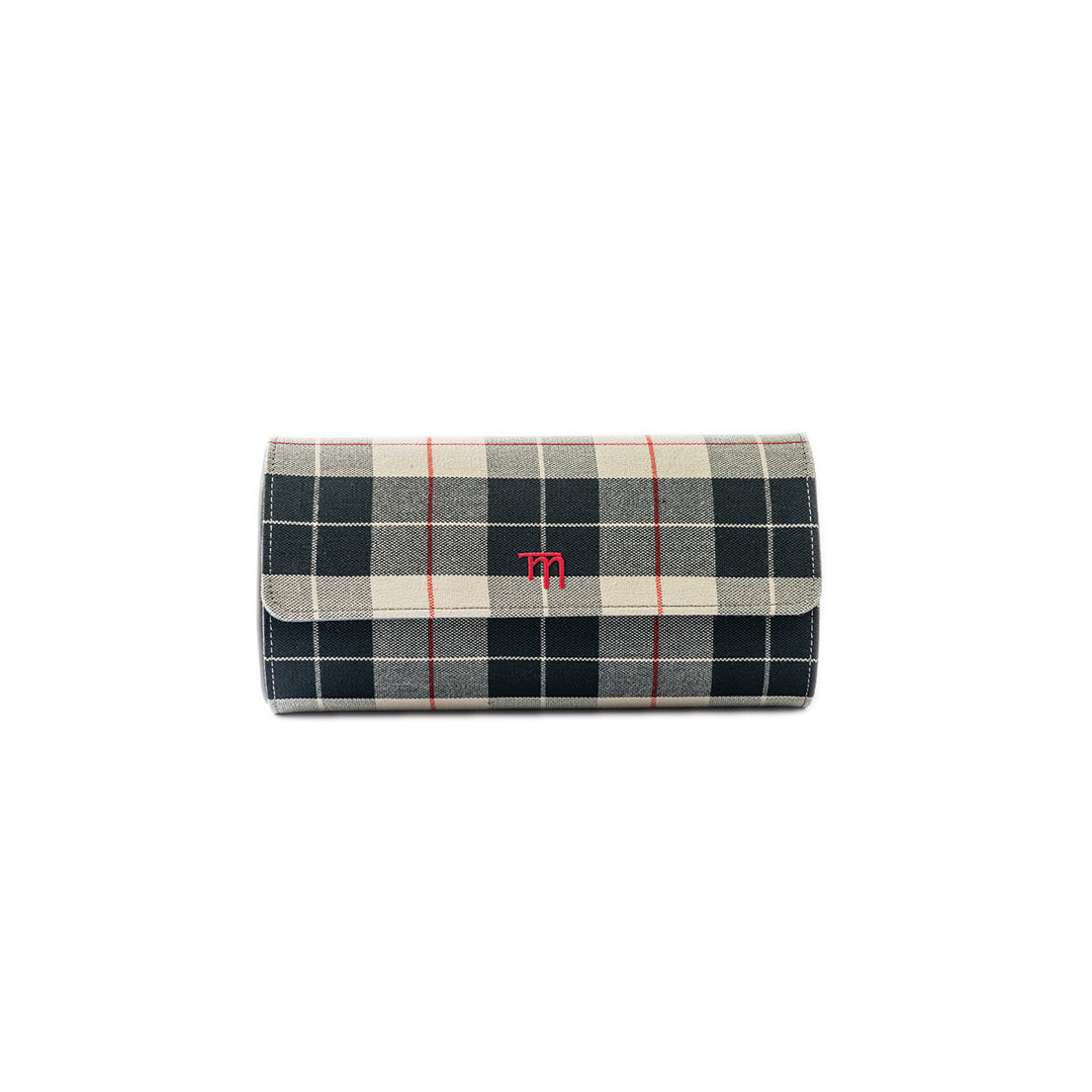 Grey Tartan Check Fabric (Beige & Black)
