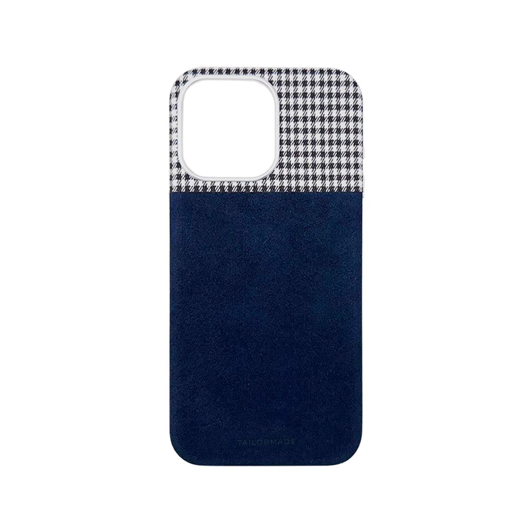 Houndstooth Fabric iPhone 15 Cases - Navy (Edition II)