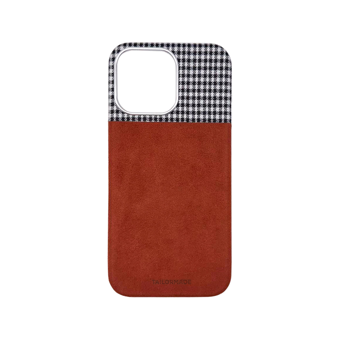 Houndstooth Fabric iPhone 15 Cases - Tan (Edition II)