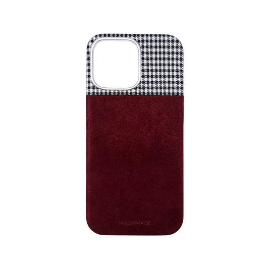 Houndstooth Fabric iPhone 16 Cases - Burgundy (Edition II)