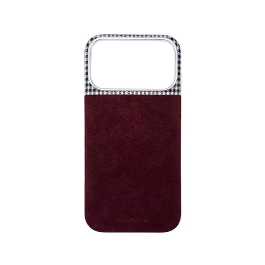 Houndstooth Fabric iPhone 17 Cases - Burgundy (Edition ll)
