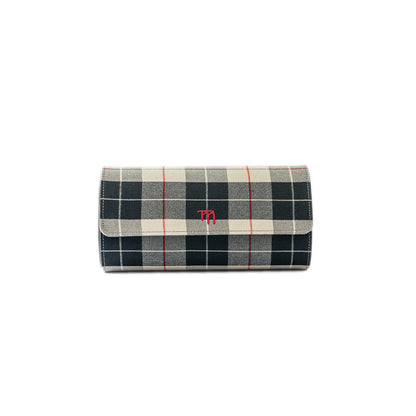 Grey Tartan Check Fabric (Beige & Black)