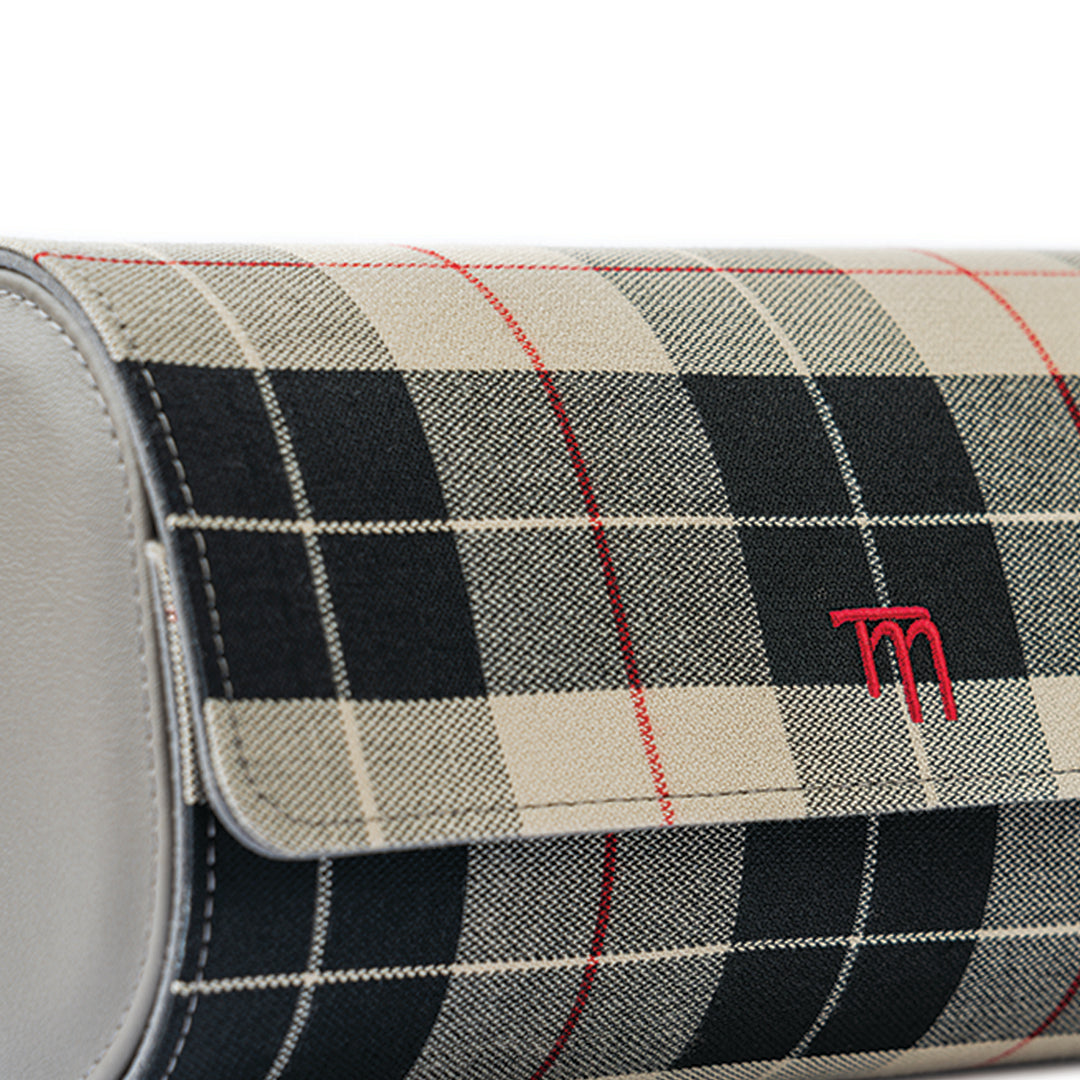 Grey Tartan Check Fabric (Beige & Black)