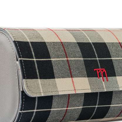 Grey Tartan Check Fabric (Beige & Black)