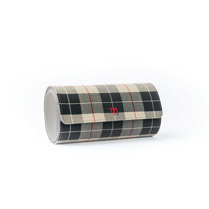 Grey Tartan Check Fabric (Beige & Black)